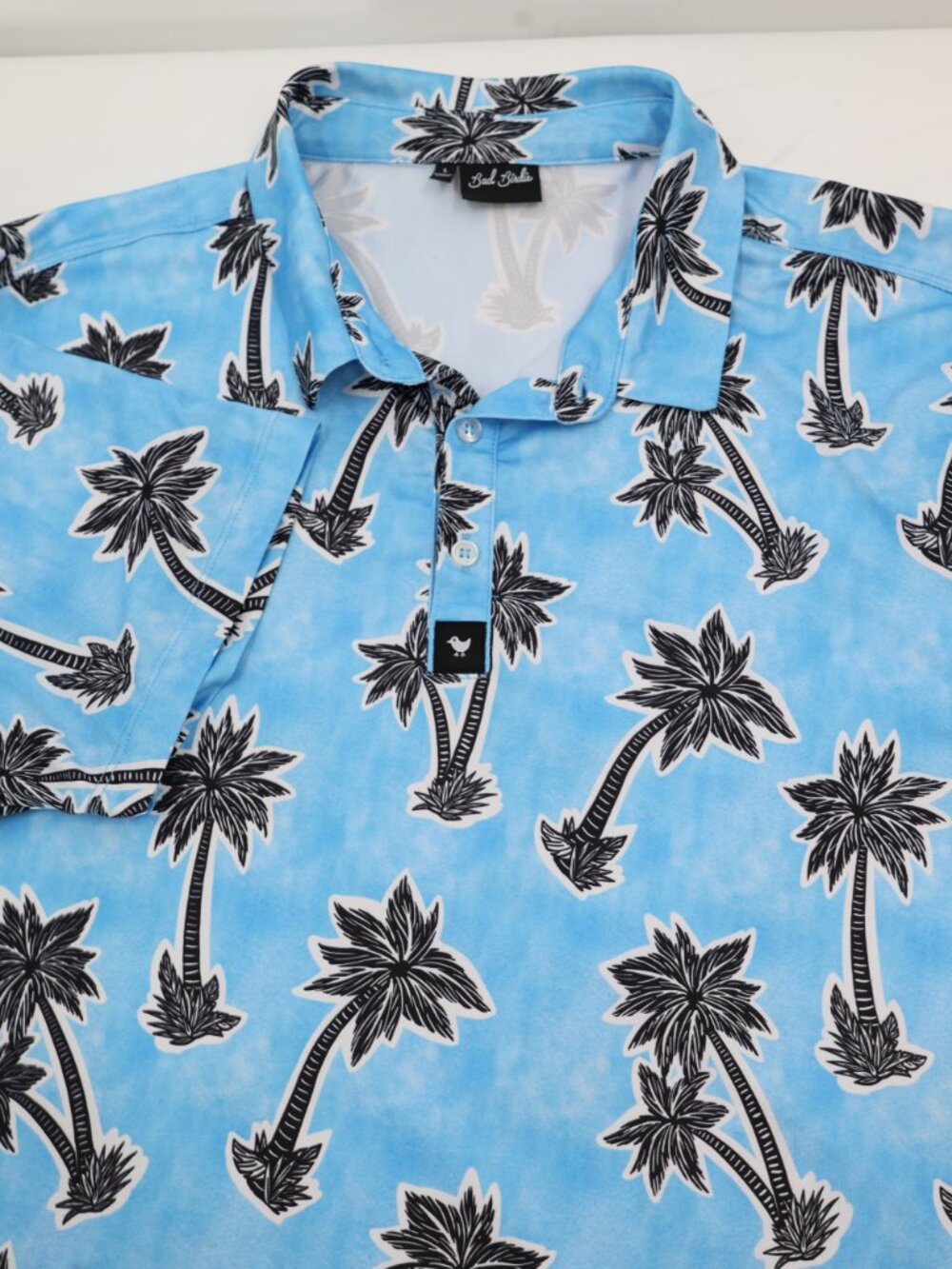 Bad Birdie Polo Shirt Mens Large Short Sleeve Performance Golf Palm Tree Print